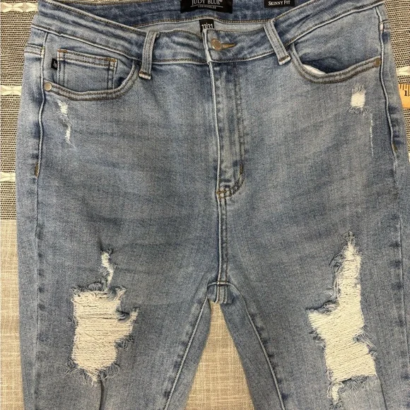 Judy Blue 13 31 Skinny jeans distressed academia goth womens stretch Moto Grunge - Picture 8 of 8